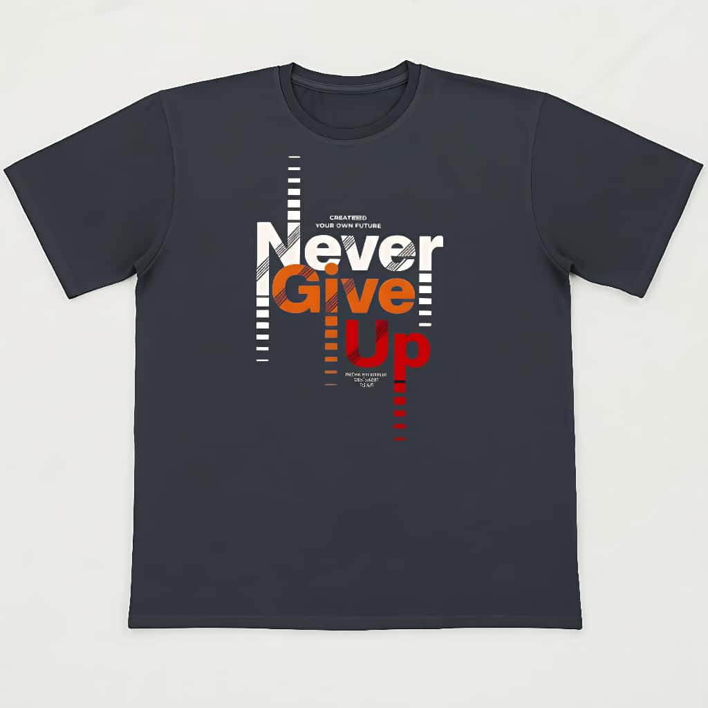 "Never Give Up" Motivational Unisex Oversized Black T-Shirt