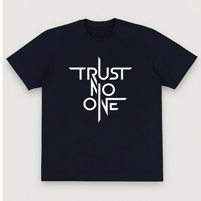 "Trust No One" Bold Typography Unisex Oversized Black T-Shirt
