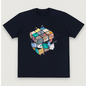 "Cosmic Cube" Unisex Oversized Black Graphic T-Shirt