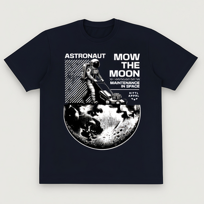 Black “Mow the Moon” Astronaut T-Shirt – Cosmic Streetwear Style