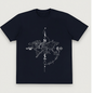 "Explore the World" Compass Map Graphic Oversized Black T-Shirt – Unisex Travel-Inspired Tee