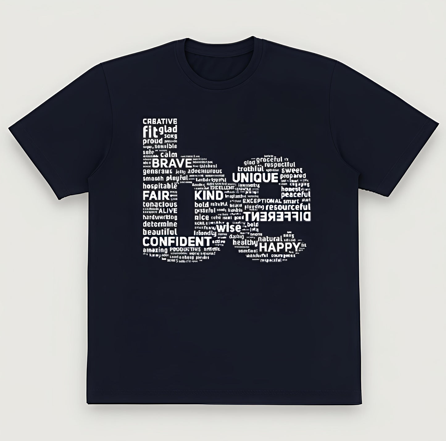 Motivational Word Cloud T-Shirt – Unisex Black Oversized Cotton Tee with Positive Quotes Design