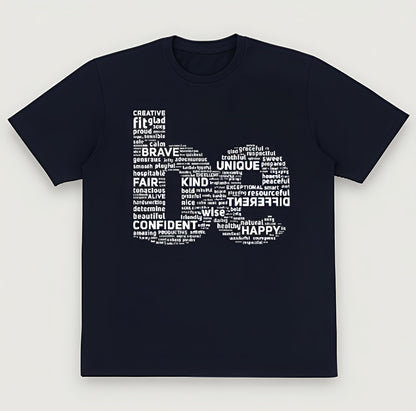 Motivational Word Cloud T-Shirt – Unisex Black Oversized Cotton Tee with Positive Quotes Design