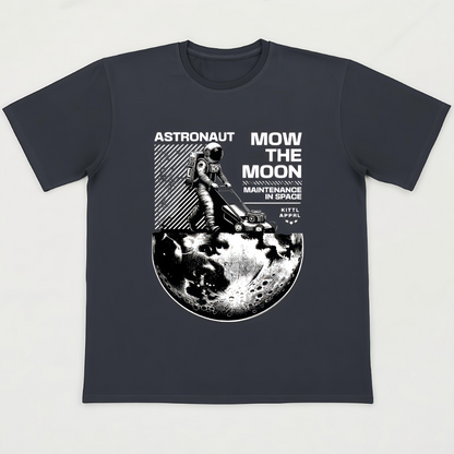 Black “Mow the Moon” Astronaut T-Shirt – Cosmic Streetwear Style