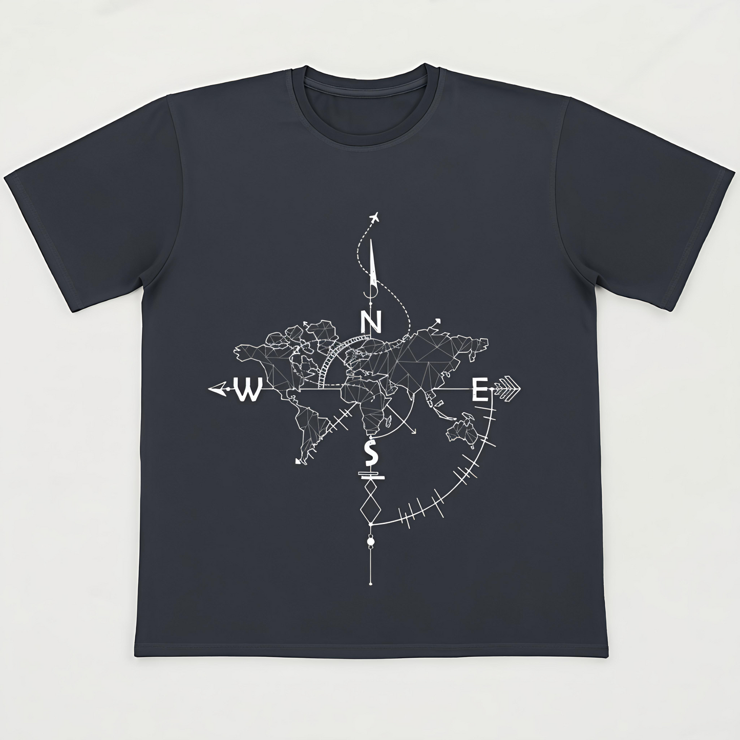 "Explore the World" Compass Map Graphic Oversized Black T-Shirt – Unisex Travel-Inspired Tee