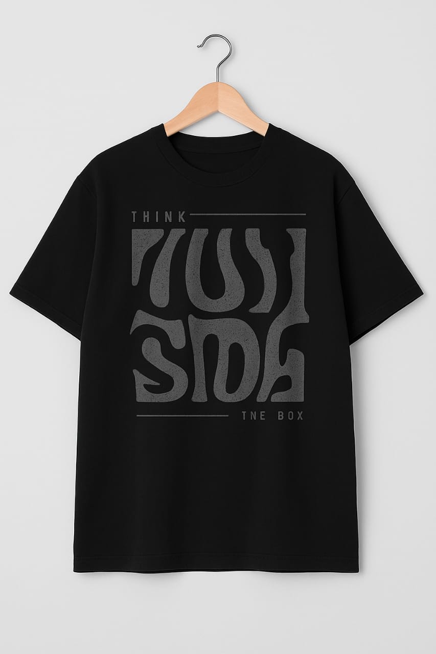"Think Outside the Box" Unisex Black Graphic T-Shirt
