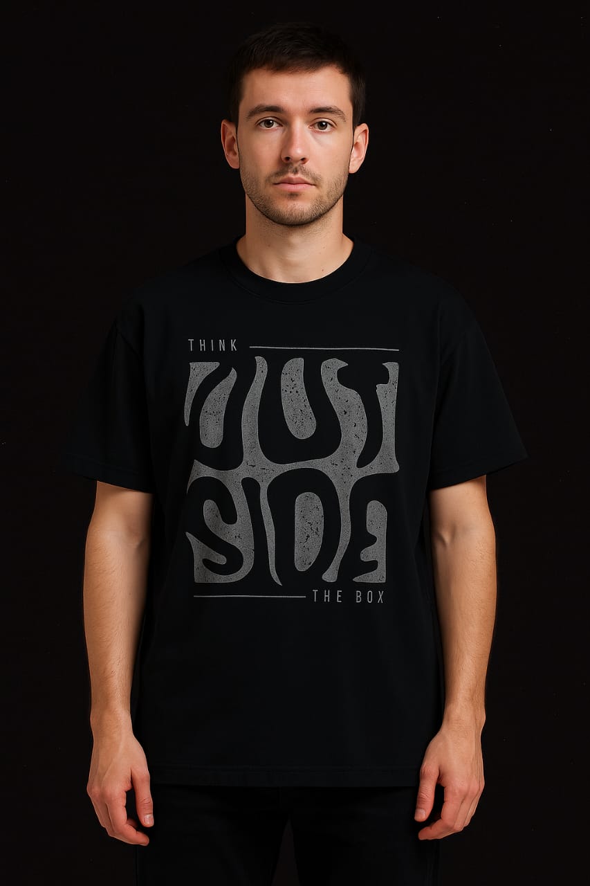 "Think Outside the Box" Unisex Black Graphic T-Shirt