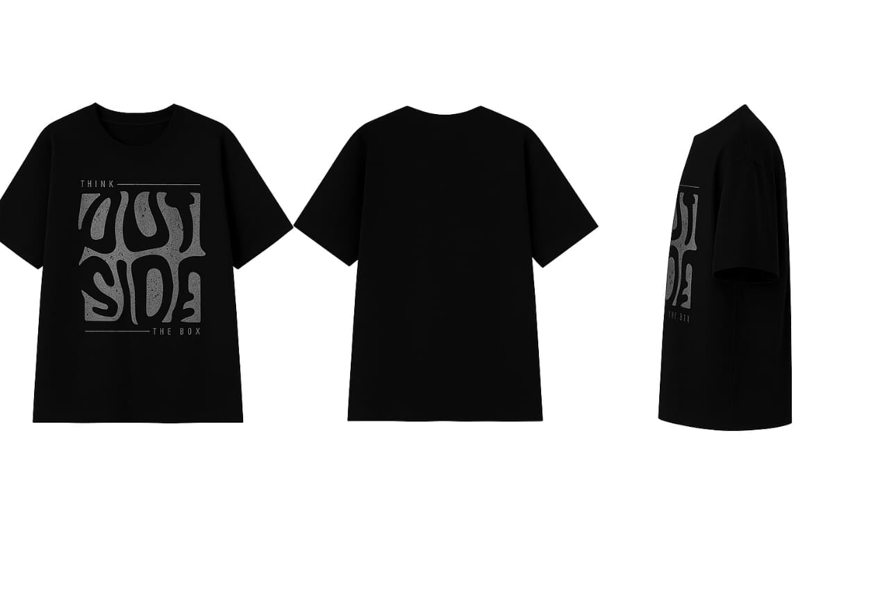 "Think Outside the Box" Unisex Black Graphic T-Shirt