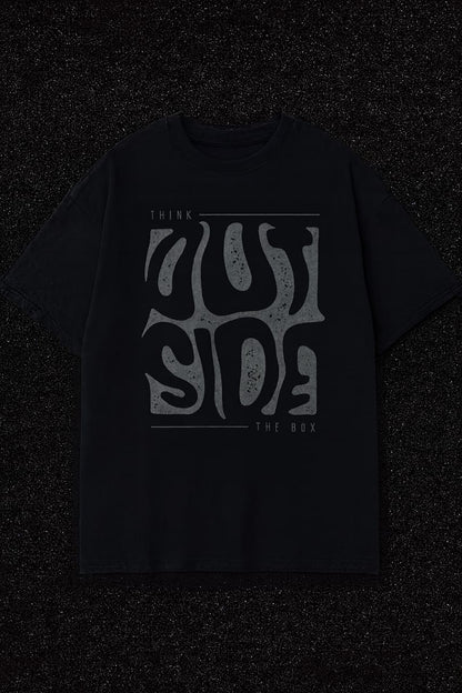 "Think Outside the Box" Unisex Black Graphic T-Shirt