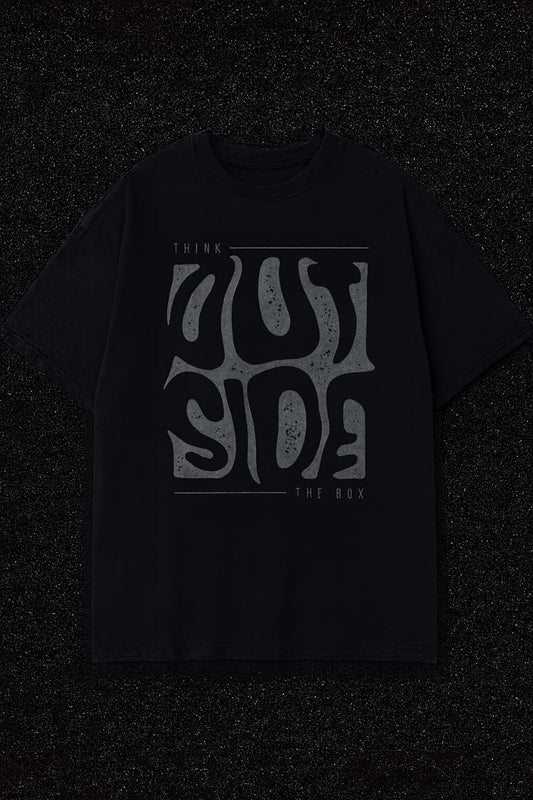 "Think Outside the Box" Unisex Black Graphic T-Shirt