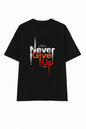 "Never Give Up" Motivational Unisex Oversized Black T-Shirt