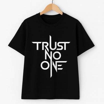 "Trust No One" Bold Typography Unisex Oversized Black T-Shirt