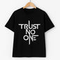 "Trust No One" Bold Typography Unisex Oversized Black T-Shirt