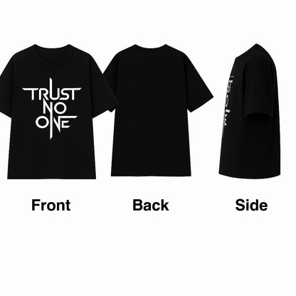 "Trust No One" Bold Typography Unisex Oversized Black T-Shirt
