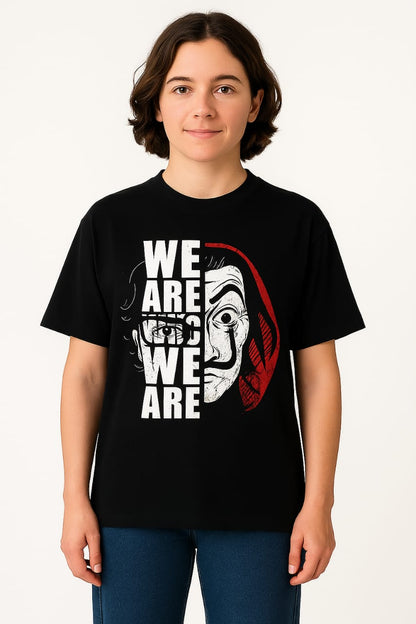"We Are Who We Are" Unisex Oversized Black Graphic T-Shirt