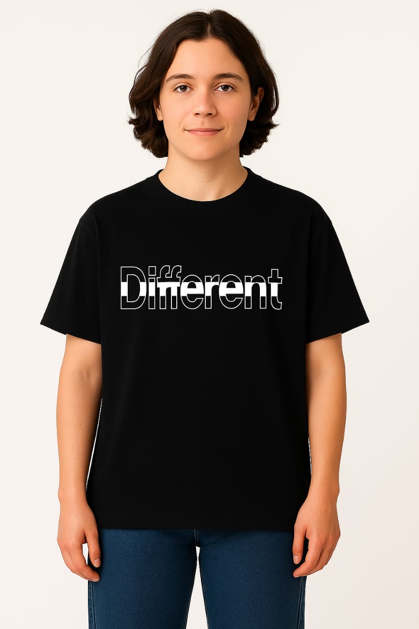 "Different" Unisex Oversized Black Graphic T-Shirt