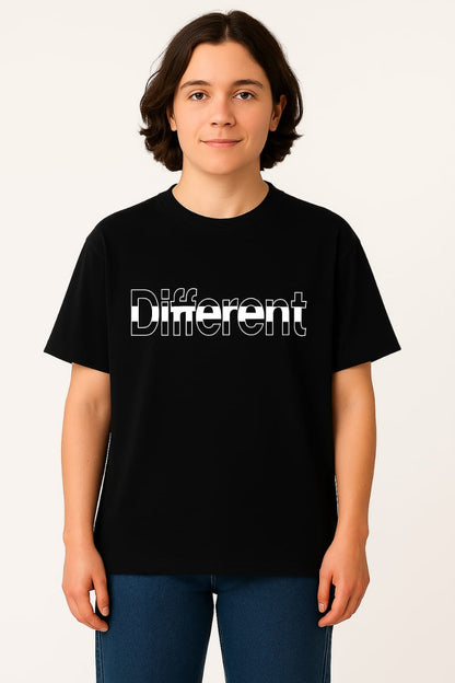 "Different" Unisex Oversized Black Graphic T-Shirt