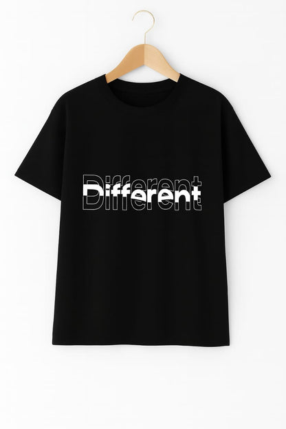 "Different" Unisex Oversized Black Graphic T-Shirt
