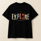 Explore Adventure T-Shirt – Unisex Black Oversized Cotton Tee for Travelers & Outdoor Enthusiasts