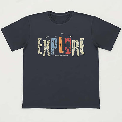 Explore Adventure T-Shirt – Unisex Black Oversized Cotton Tee for Travelers & Outdoor Enthusiasts