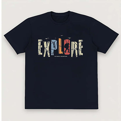 Explore Adventure T-Shirt – Unisex Black Oversized Cotton Tee for Travelers & Outdoor Enthusiasts