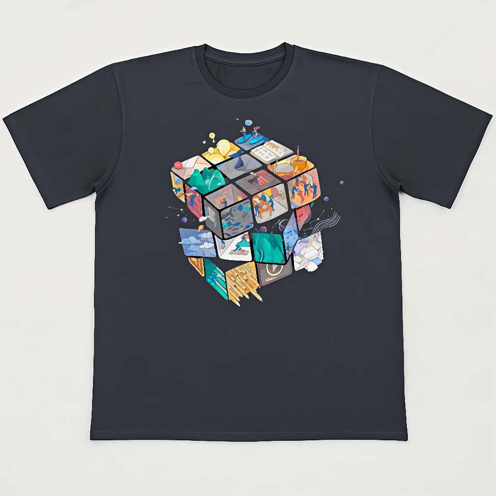 "Cosmic Cube" Unisex Oversized Black Graphic T-Shirt