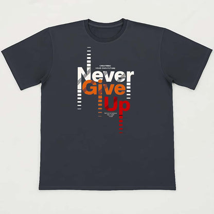 "Never Give Up" Motivational Unisex Oversized Black T-Shirt